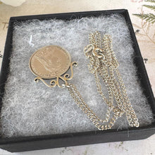 Charger l'image dans la galerie, Antique Victorian 1887 Silver Shilling Pendant Necklace. Queen Victoria Sterling Silver Golden Jubilee Coin Pendant On Sterling Curb Chain