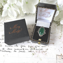Load image into Gallery viewer, Art Deco Green Chrysoprase Cabochon Silver Ring