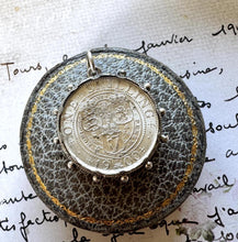 Carica l'immagine nel visualizzatore di Gallery, Antique Victorian Breloque Pendant Fob Dated 1900. Statement Sized Silver Queen Victoria Shilling Pendant. Ship's Wheel Necklace Pendant