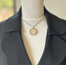 Carica l'immagine nel visualizzatore di Gallery, Antique Victorian Breloque Pendant Fob Dated 1900. Statement Sized Silver Queen Victoria Shilling Pendant. Ship's Wheel Necklace Pendant