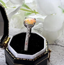 Carica l'immagine nel visualizzatore di Gallery, Vintage 2.0ct Rainbow Opal & CZ Crystal Sterling Silver Solitaire Ring, Size N / 6-3/4