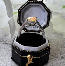 Load image into Gallery viewer, Vintage 2.0ct Rainbow Opal & CZ Crystal Sterling Silver Solitaire Ring, Size N / 6-3/4