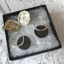 Load image into Gallery viewer, Vintage Sterling Silver Engraved Poinsettia Quatrefoil Locket Pendant Necklace. Art Nouveau Revival Locket & Chain, Andreas Daub, Germany