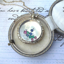 Load image into Gallery viewer, Antique Victorian 9ct Gold Shaker Locket Pendant With Sapphire, Emerald & Ruby Gemstones