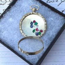 Load image into Gallery viewer, Antique Victorian 9ct Gold Shaker Locket Pendant With Sapphire, Emerald & Ruby Gemstones