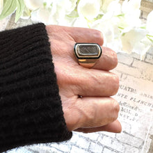 Load image into Gallery viewer, Georgian 18ct Gold Mourning Ring With Locket Compartment, Engraved Lady Frances Knatchbull Died 1799. Antique Rose Gold Enamel Marquise Ring