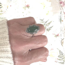 Load image into Gallery viewer, Art Deco Green Chrysoprase Cabochon Silver Ring