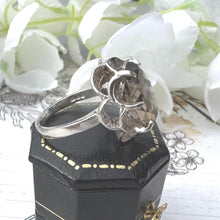 Carica l'immagine nel visualizzatore di Gallery, Vintage Sterling Silver Smoky Quartz Solitaire Cocktail Ring, Dated 1977. Bold 3.50ct Cairngorm Topaz Gemstone Statement Ring, Size L/5.75