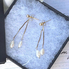 画像をギャラリービューアに読み込む, Vintage 9ct Gold Day And Night Baroque Pearl Drop Earrings. Yellow Gold Natural Pearl Long Pendant Earrings. Stud Top & Pearl Drop Earrings