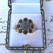 Charger l'image dans la galerie, Georgian 18ct Gold & Black Paste Mourning Ring With Hair Locket Compartment