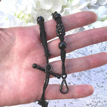 Load image into Gallery viewer, Antique Victorian French Jet Watch Chain With Swivel Clip, T-Bar & Tassel
