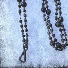 Charger l'image dans la galerie, Antique Victorian French Jet 58" Long Guard Chain Necklace. Black Glass Mourning Chain Sautoir Necklace With Dog-Clip. Antique Muff Chain