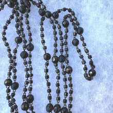 Charger l'image dans la galerie, Antique Victorian French Jet 58" Long Guard Chain Necklace. Black Glass Mourning Chain Sautoir Necklace With Dog-Clip. Antique Muff Chain