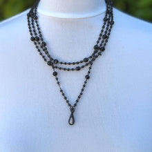 Charger l'image dans la galerie, Antique Victorian French Jet 58" Long Guard Chain Necklace. Black Glass Mourning Chain Sautoir Necklace With Dog-Clip. Antique Muff Chain