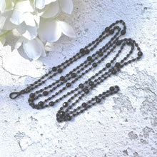 Charger l'image dans la galerie, Antique Victorian French Jet 58" Long Guard Chain Necklace. Black Glass Mourning Chain Sautoir Necklace With Dog-Clip. Antique Muff Chain