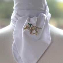 画像をギャラリービューアに読み込む, Vintage Race Horse and Jockey 18ct Gold Plated Austrian Crystal & Enamel Brooch/Lapel Pin. British 1980's Cabouchon Brand Costume Jewellery