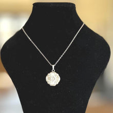 Load image into Gallery viewer, Vintage Sterling Silver Engraved Poinsettia Quatrefoil Locket Pendant Necklace. Art Nouveau Revival Locket & Chain, Andreas Daub, Germany