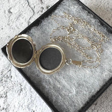 Load image into Gallery viewer, Vintage Sterling Silver Engraved Poinsettia Quatrefoil Locket Pendant Necklace. Art Nouveau Revival Locket & Chain, Andreas Daub, Germany