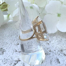 Load image into Gallery viewer, Vintage 9ct Gold 24ct Emerald Cut Rock Crystal Ring