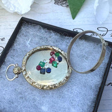Load image into Gallery viewer, Antique Victorian 9ct Gold Shaker Locket Pendant With Sapphire, Emerald & Ruby Gemstones