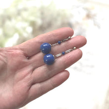 画像をギャラリービューアに読み込む, Antique Art Deco Natural Lapis Lazuli Screw-Back Drop Earrings. Vintage 1930's Sterling Silver Carved Genuine Blue Lapis Orb/Ball Earrings.