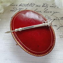 画像をギャラリービューアに読み込む, Antique Sterling Silver, Citrine Toothpick Necklace Pendant, Dated 1912. Victorian/Edwardian Engraved Silver Novelty Tooth Pick Fob/Pendant