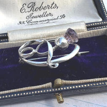 Charger l'image dans la galerie, Antique Silver Thistle Art Nouveau Brooch by Charles Horner. Edwardian Sterling Silver Amethyst Scottish Thistle Lapel/Cravat/Stock/Tie Pin