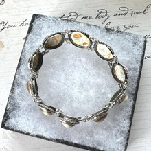 Lade das Bild in den Galerie-Viewer, Antique Victorian Cats Eye Operculum Sterling Silver Bracelet