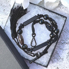 Load image into Gallery viewer, Antique Victorian French Jet Watch Chain With Swivel Clip, T-Bar & Tassel