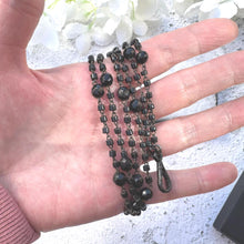 Charger l'image dans la galerie, Antique Victorian French Jet 58" Long Guard Chain Necklace. Black Glass Mourning Chain Sautoir Necklace With Dog-Clip. Antique Muff Chain