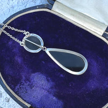 Lade das Bild in den Galerie-Viewer, Antique Victorian Micro Mosaic Love Bird Whitby Jet Silver Necklace. Antique 'Day & Night' Detachable Pendant Drop Sterling Silver Necklace