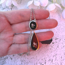 Lade das Bild in den Galerie-Viewer, Antique Victorian Micro Mosaic Love Bird Whitby Jet Silver Necklace. Antique 'Day & Night' Detachable Pendant Drop Sterling Silver Necklace