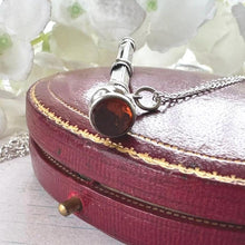 画像をギャラリービューアに読み込む, Antique Sterling Silver, Citrine Toothpick Necklace Pendant, Dated 1912. Victorian/Edwardian Engraved Silver Novelty Tooth Pick Fob/Pendant