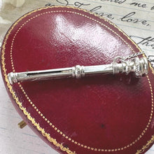 画像をギャラリービューアに読み込む, Antique Sterling Silver, Citrine Toothpick Necklace Pendant, Dated 1912. Victorian/Edwardian Engraved Silver Novelty Tooth Pick Fob/Pendant