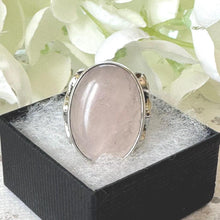 Cargar imagen en el visor de la galería, Antique Silver & Rose Quartz Arts & Crafts Massive Celtic Ring