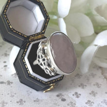 Cargar imagen en el visor de la galería, Antique Silver & Rose Quartz Arts & Crafts Massive Celtic Ring