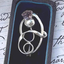 Charger l'image dans la galerie, Antique Silver Thistle Art Nouveau Brooch by Charles Horner. Edwardian Sterling Silver Amethyst Scottish Thistle Lapel/Cravat/Stock/Tie Pin