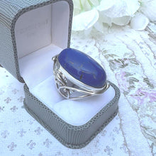 Load image into Gallery viewer, Incredible Vintage Arts & Crafts 70ct Lapis Lazuli Silver Ring. Huge Art-Nouveau Inspired Mid-Century Blue Lapis Cabochon Ring Size R/8-3/4