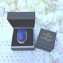 Load image into Gallery viewer, Incredible Vintage Arts & Crafts 70ct Lapis Lazuli Silver Ring. Huge Art-Nouveau Inspired Mid-Century Blue Lapis Cabochon Ring Size R/8-3/4
