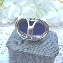 Load image into Gallery viewer, Incredible Vintage Arts & Crafts 70ct Lapis Lazuli Silver Ring. Huge Art-Nouveau Inspired Mid-Century Blue Lapis Cabochon Ring Size R/8-3/4