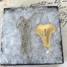 Carica l'immagine nel visualizzatore di Gallery, Antique Art Nouveau Sterling Silver Enamel Lavalier Pendant Necklace, Dated 1910. Edwardian Purple Guilloché Enamel Pearl Drop Long Necklace