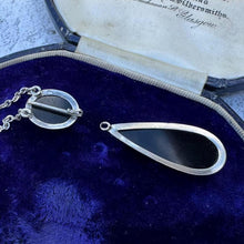 Lade das Bild in den Galerie-Viewer, Antique Victorian Micro Mosaic Love Bird Whitby Jet Silver Necklace. Antique 'Day & Night' Detachable Pendant Drop Sterling Silver Necklace