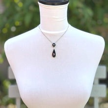 Lade das Bild in den Galerie-Viewer, Antique Victorian Micro Mosaic Love Bird Whitby Jet Silver Necklace. Antique 'Day & Night' Detachable Pendant Drop Sterling Silver Necklace