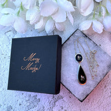 Lade das Bild in den Galerie-Viewer, Antique Victorian Micro Mosaic Love Bird Whitby Jet Silver Necklace. Antique 'Day & Night' Detachable Pendant Drop Sterling Silver Necklace