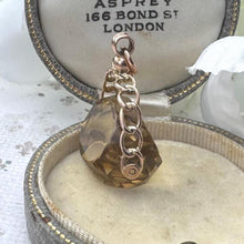 Carica l'immagine nel visualizzatore di Gallery, Victorian 9ct Gold, Lemon Citrine Spinner Fob Pendant. Antique Natural Citrine 3-Sided Spinner Pendant. Scottish Cairngorm Gemstone Pendant