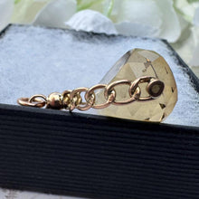 Carica l'immagine nel visualizzatore di Gallery, Victorian 9ct Gold, Lemon Citrine Spinner Fob Pendant. Antique Natural Citrine 3-Sided Spinner Pendant. Scottish Cairngorm Gemstone Pendant