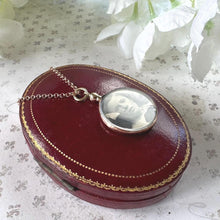 Load image into Gallery viewer, Edwardian 9ct Gold Picture Pendant Locket Necklace, Dated 1903. Antique Rosy Gold Spectacle Setting Photo Pendant & Belcher/Rolo Chain