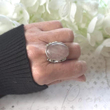 Cargar imagen en el visor de la galería, Antique Silver & Rose Quartz Arts & Crafts Massive Celtic Ring