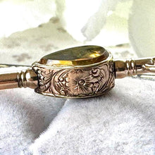 Charger l'image dans la galerie, Antique Georgian 15ct Gold Citrine & Bloodstone Key Pendant Necklace. Victorian Floral Engraved Pear-Cut Scottish Cairngorm Watch Key Charm
