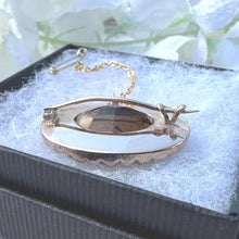 Load image into Gallery viewer, Antique Georgian 25ct Oval Cut Citrine & Pearl 15ct Gold Brooch. Victorian Rose Gold Scottish Cairngorm Golden Citrine Seed Pearl Brooch